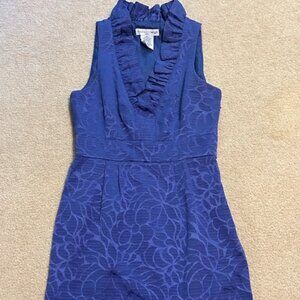 Madison Leigh Women's Sheath Dress with v-Neck and Stand Up Ruffle Collar